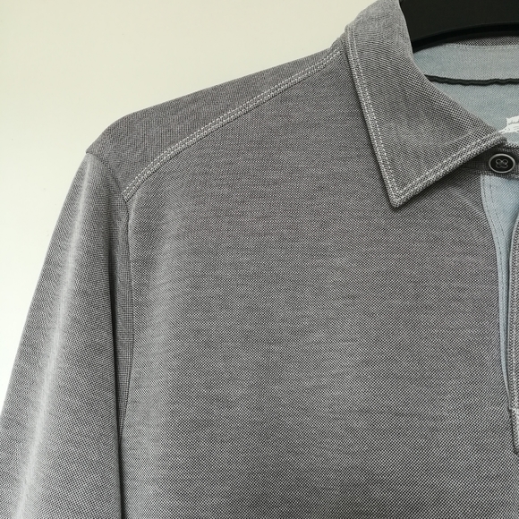 Men's Tommy Bahama Long Sleeve Gray Tencel Lyocell Polo [M] - Picture 6 of 13